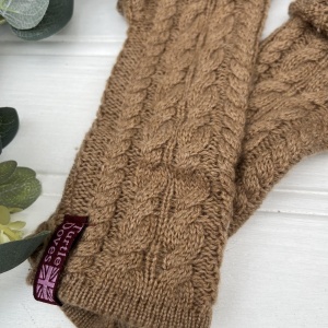 Cashmere Fingerless Gloves - Cable Knit